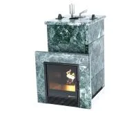 печь для бани изистим сочи premium в четырехстороннем кожухе закр.верх из змеевик