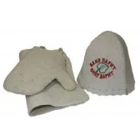 набор из 3-х предметов (шапка "баня парит силу дарит" , рукавица, коврик) бацькина баня