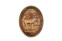 картина резная "лось" овал,натуральное дерево, 285*220мм банный эксперт