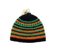 шапка для бани банибо №9 ручной работы, акрил, черный/оранжевый/салатовый, банный перец